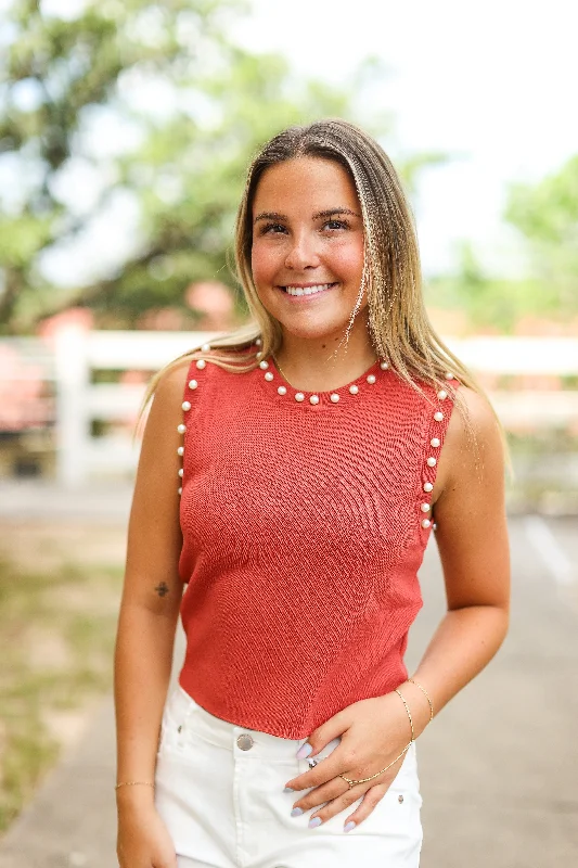 Camryn Burnt Orange Pearl Tank