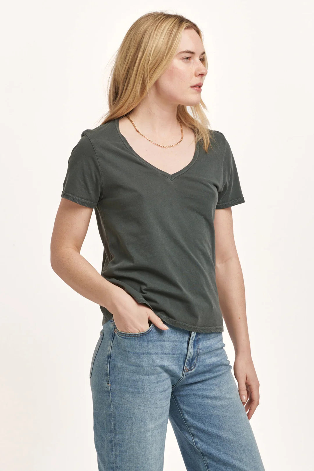 Madelyn Short Sleeve Jersey Tee - Dark Moss