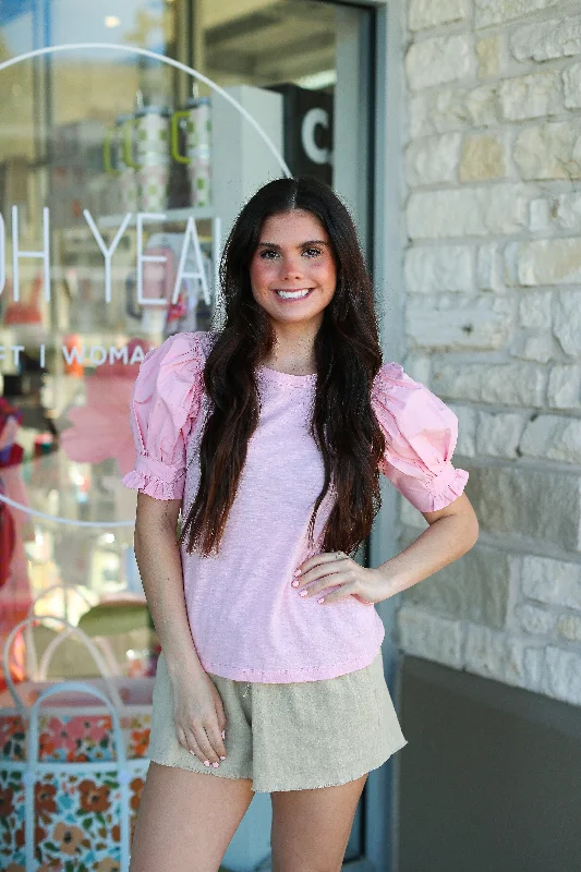 Dani Puff Sleeve Top in Pink Diamond