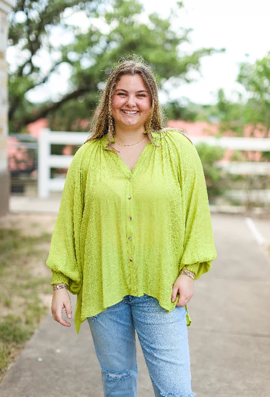 Cassandra Long Sleeve Blouse in Lime