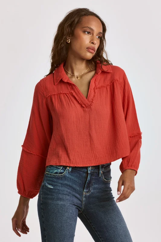 Radella Bell Sleeve Blouse in Radiant Red