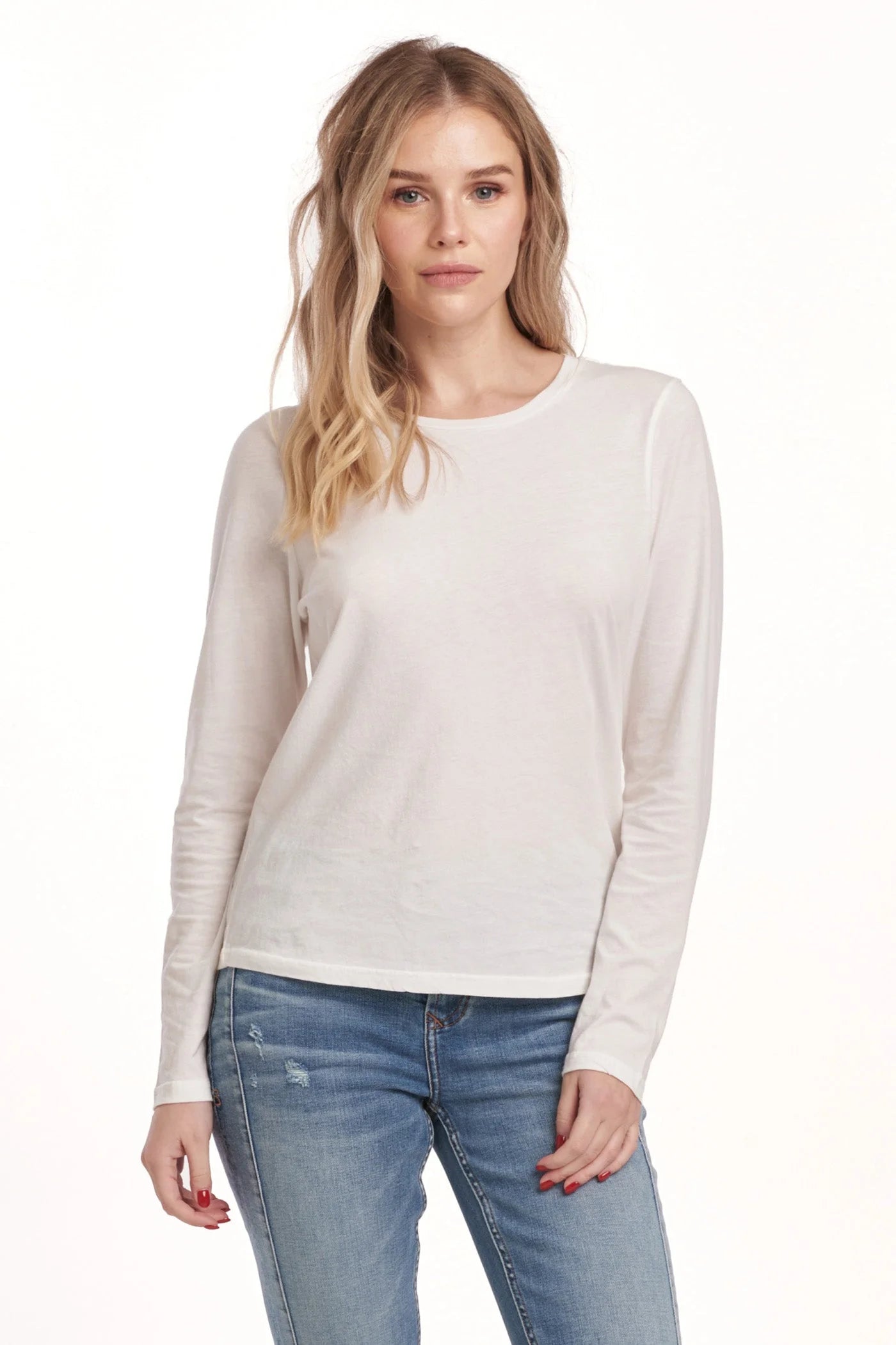 Kathy Long Sleeve Jersey Tee - White