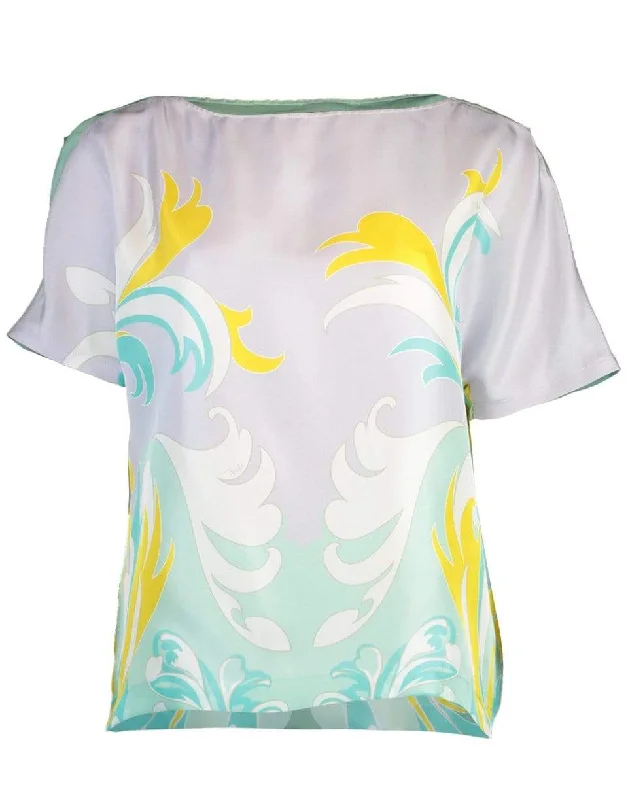 Salvia Turchese Printed Silk Blouse