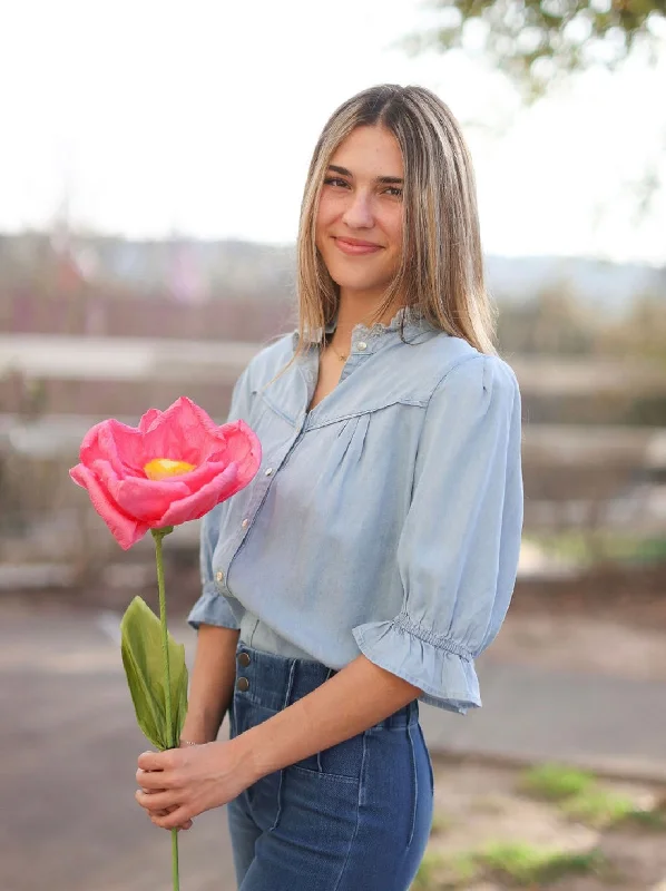 Janella Button Front Shirt in Perfect Blue