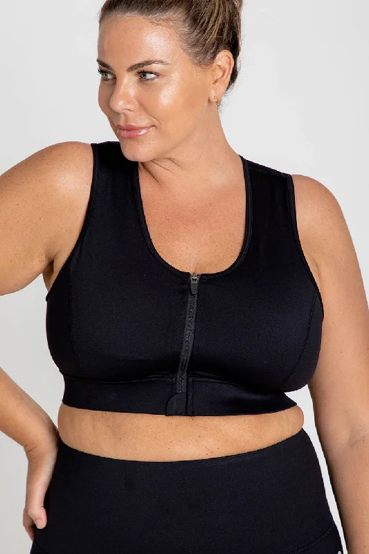 Zip Up Move Crop - Black