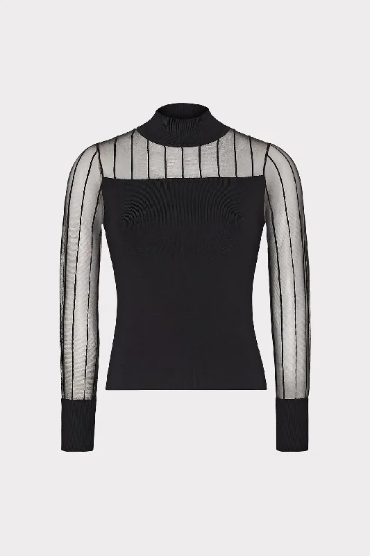 Krissy Sheer Knit Mockneck Top