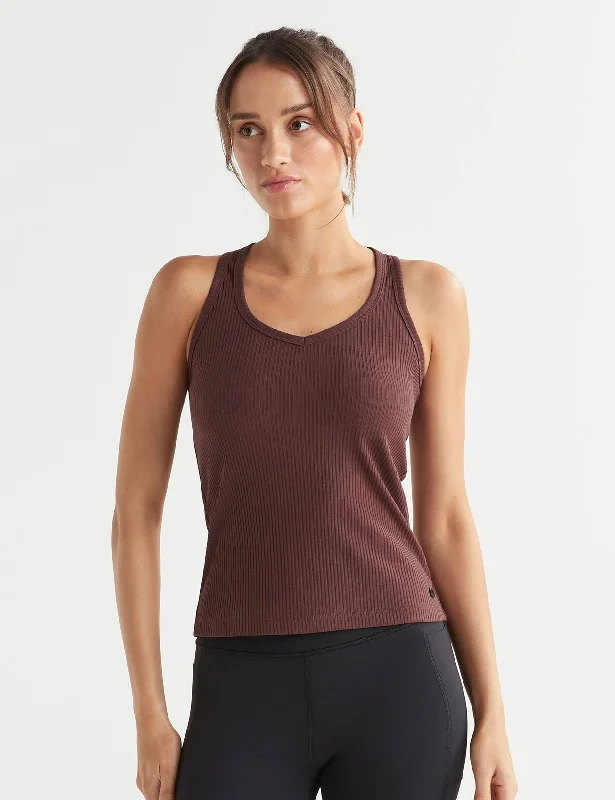 Leera Ribbed Tank - Burgundy