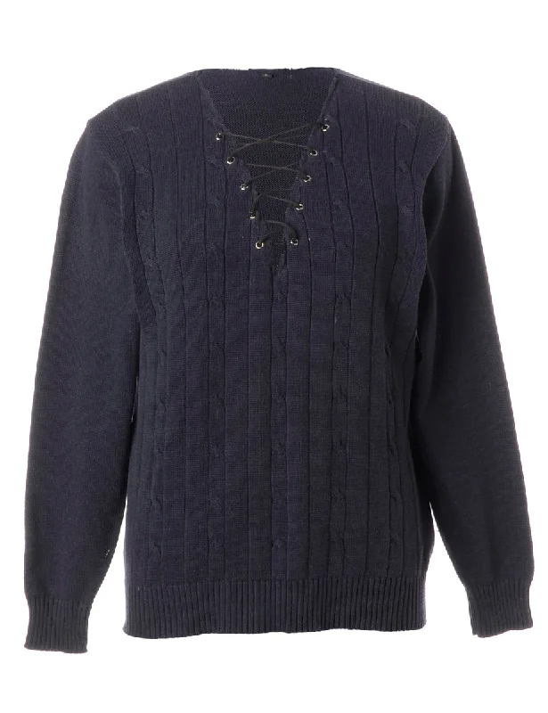 Label Navy Lace Up Jumper