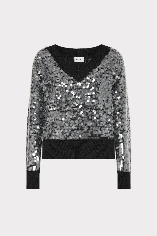 Ilaria Sequin V-Neck Sweater