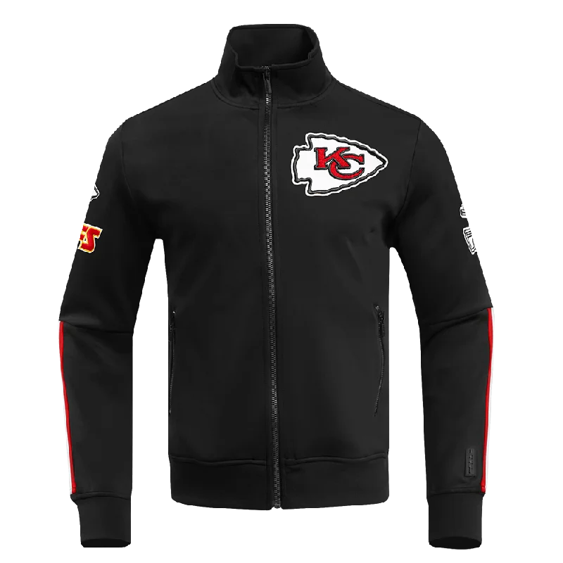 NFL KANSAS CITY CHIEFS CLASSIC MEN'S DOUBLE KNIT TRACK JACKET (BLACK)