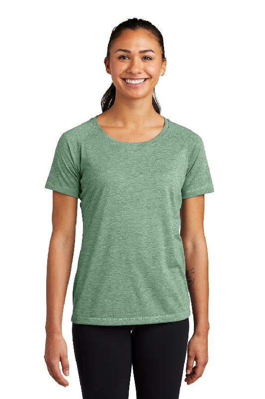 Sport-Tek Womens Moisture Wicking Short Sleeve Scoop Neck T-Shirt - Heather Forest Green - Closeout