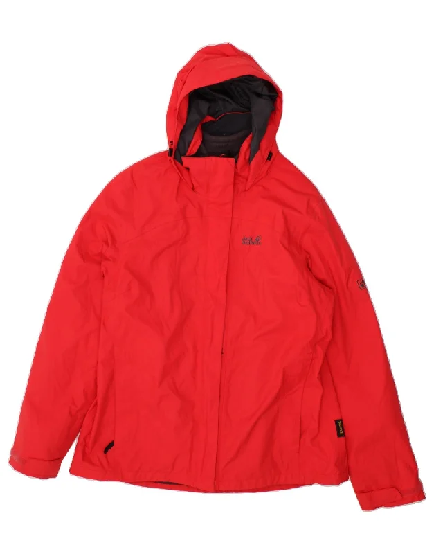 JACK WOLFSKIN Womens Hooded Windbreaker Jacket UK 14/16  Large Red