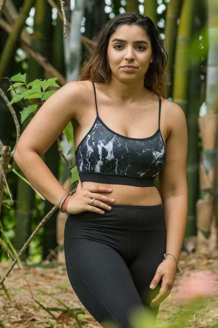 Black Marble Bamboo Crop Top