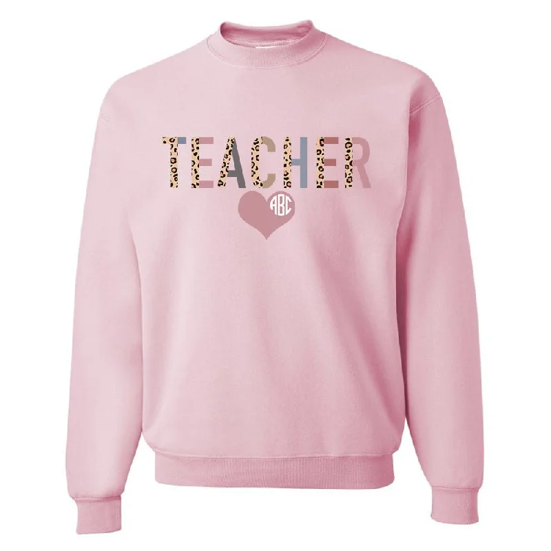 Monogrammed 'Leopard Teacher' Crewneck Sweatshirt