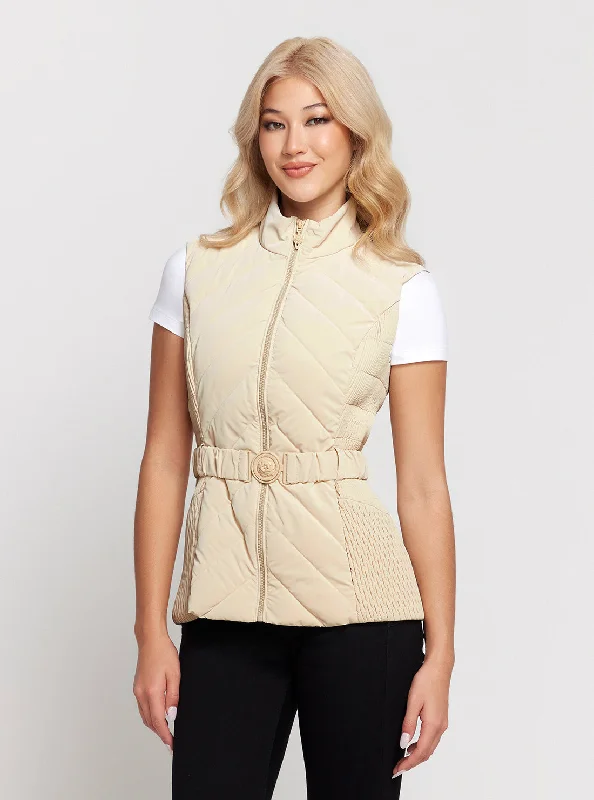 Beige Cassandra Belted Vest