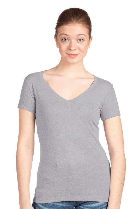 Next Level Womens Ideal Jersey Short Sleeve V-Neck T-Shirt - Heather Grey