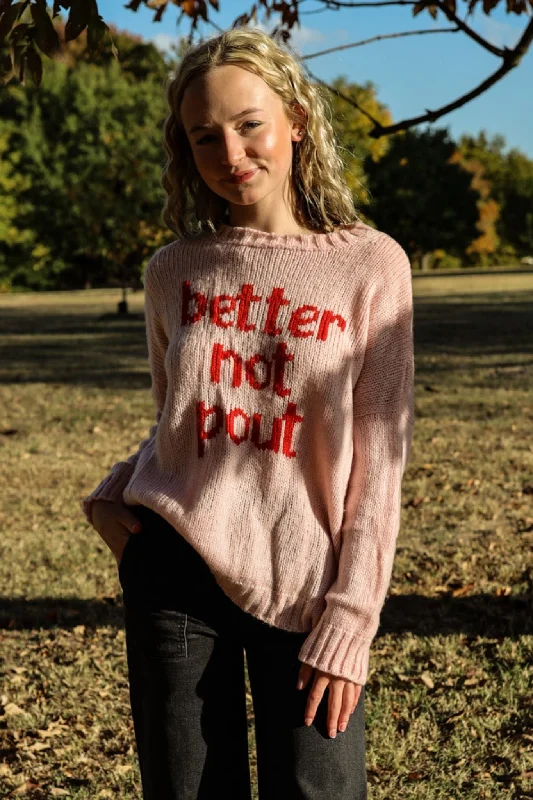 Wooden Ships: Better Not Pout Sweater in Arctic Pink & White