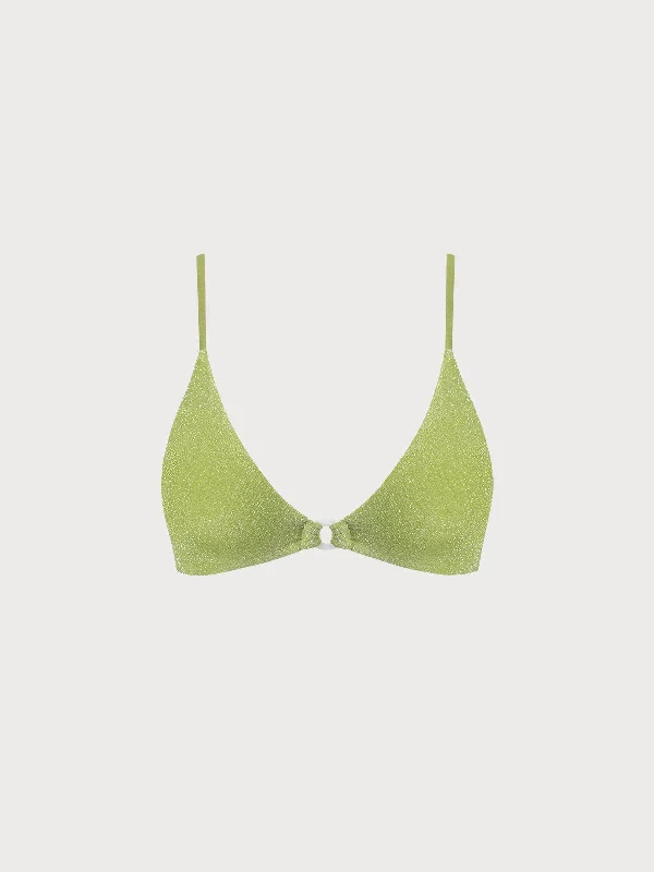 Light Green Lurex O-Ring Bikini Top