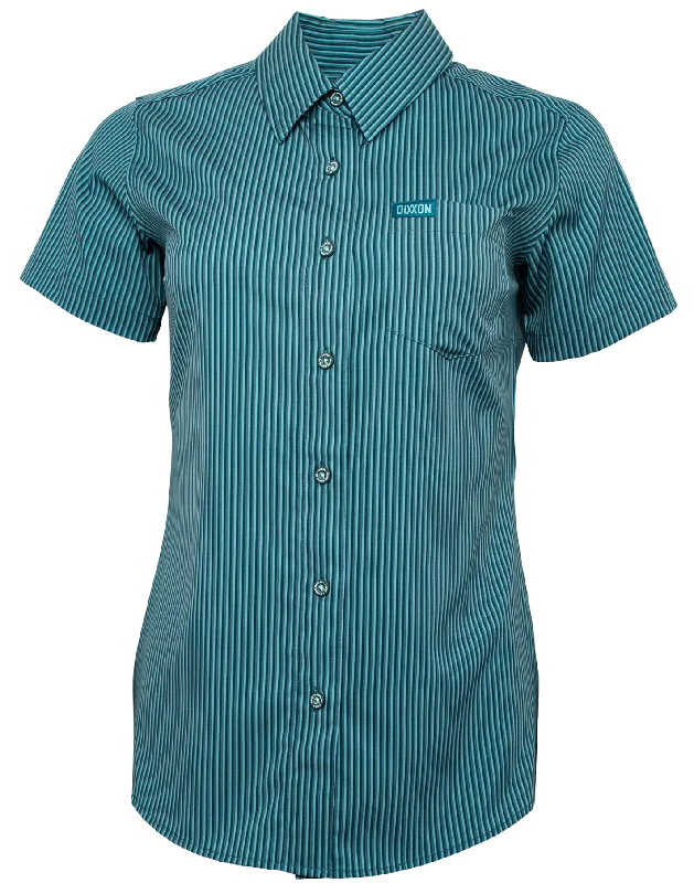 Benny Triple Stripe Women's Short Sleeve Party Shirt - Teal