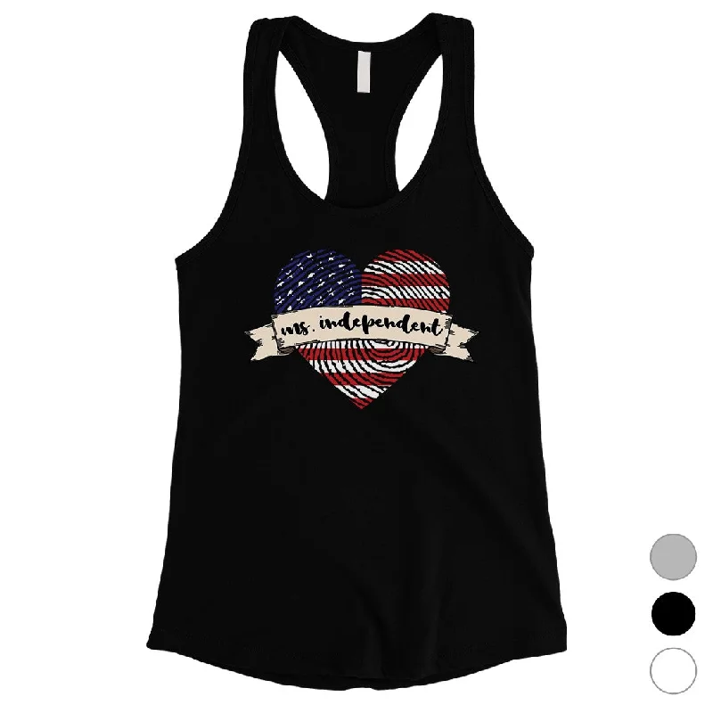 Miss Independent Womens Workout Tank Top Cute 4th Of July Shirt