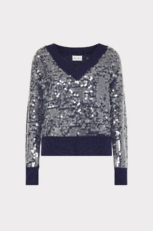 Ilaria Sequin V-Neck Sweater