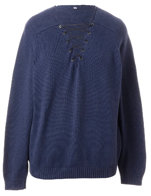 Label Navy Lace Up Jumper