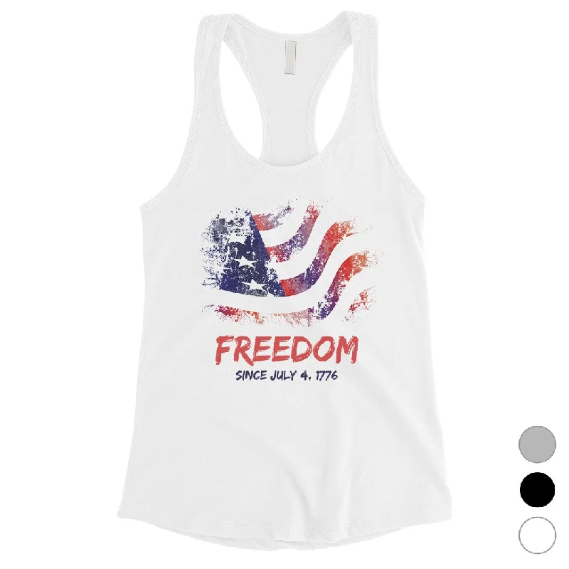 Freedom Since July 4th Tank Top Womens Cute Workout Gym Tank Top