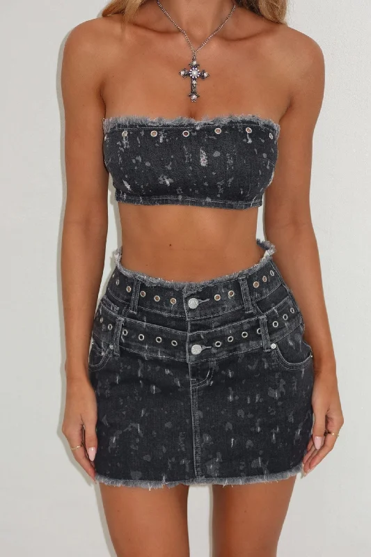 STARLYNN CROP TOP BLACK WASH