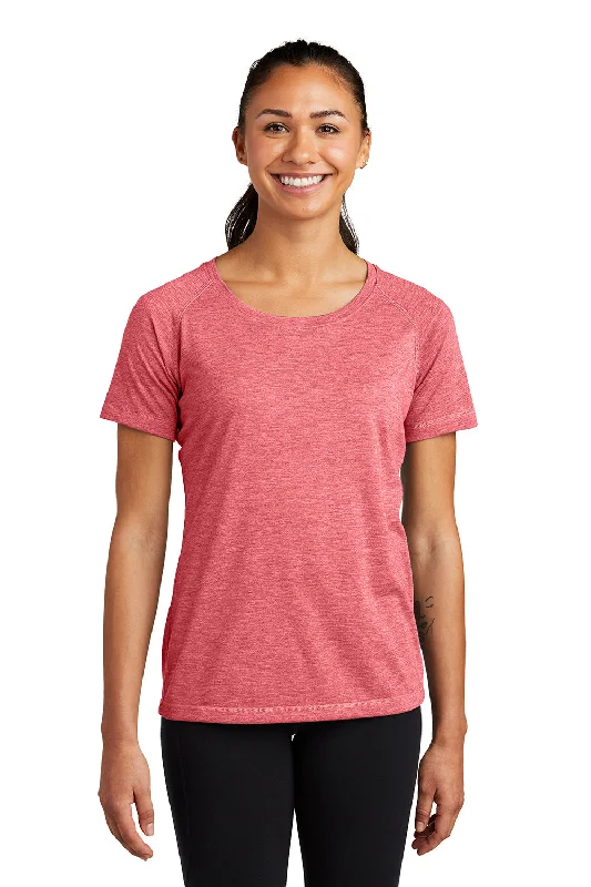 Sport-Tek Womens Moisture Wicking Short Sleeve Scoop Neck T-Shirt - Heather True Red - Closeout