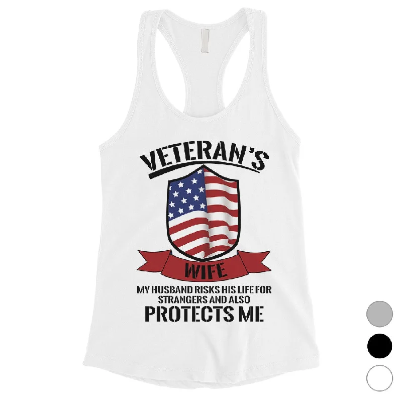 Veteran's Wife Shirt Womens Cute Graphic 4th of July Tank Top Gift