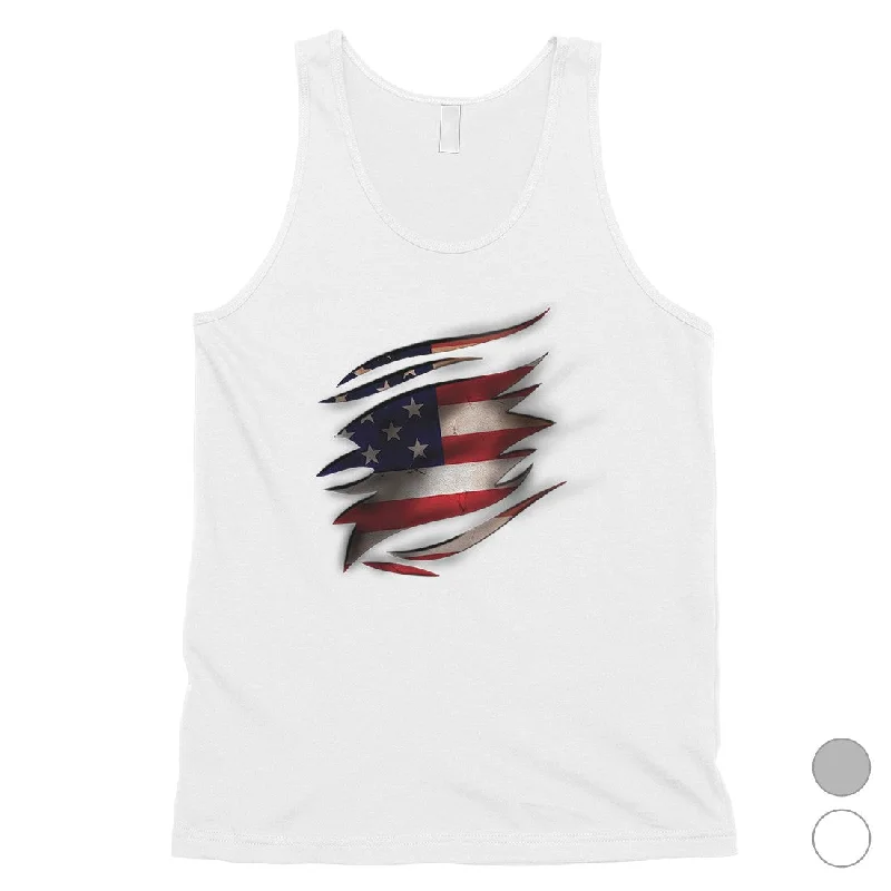 American Flag Ripped Mens Graphic 4th of July Tank Top Gift For Him