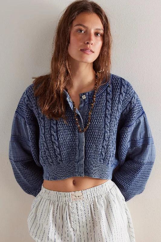 Free People: WTF Heritage Cardi in Indigo