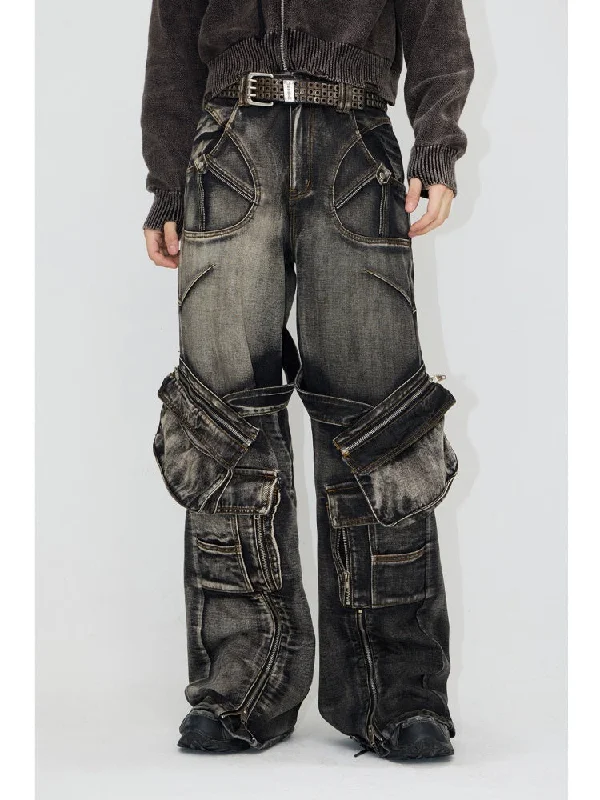 Multi Pocket Denim Wide Cargo Pants [s0000004188]